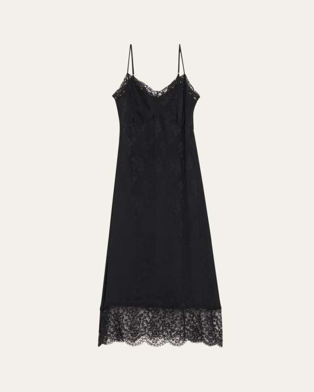 Floral Lace-Trim Slip Dress
